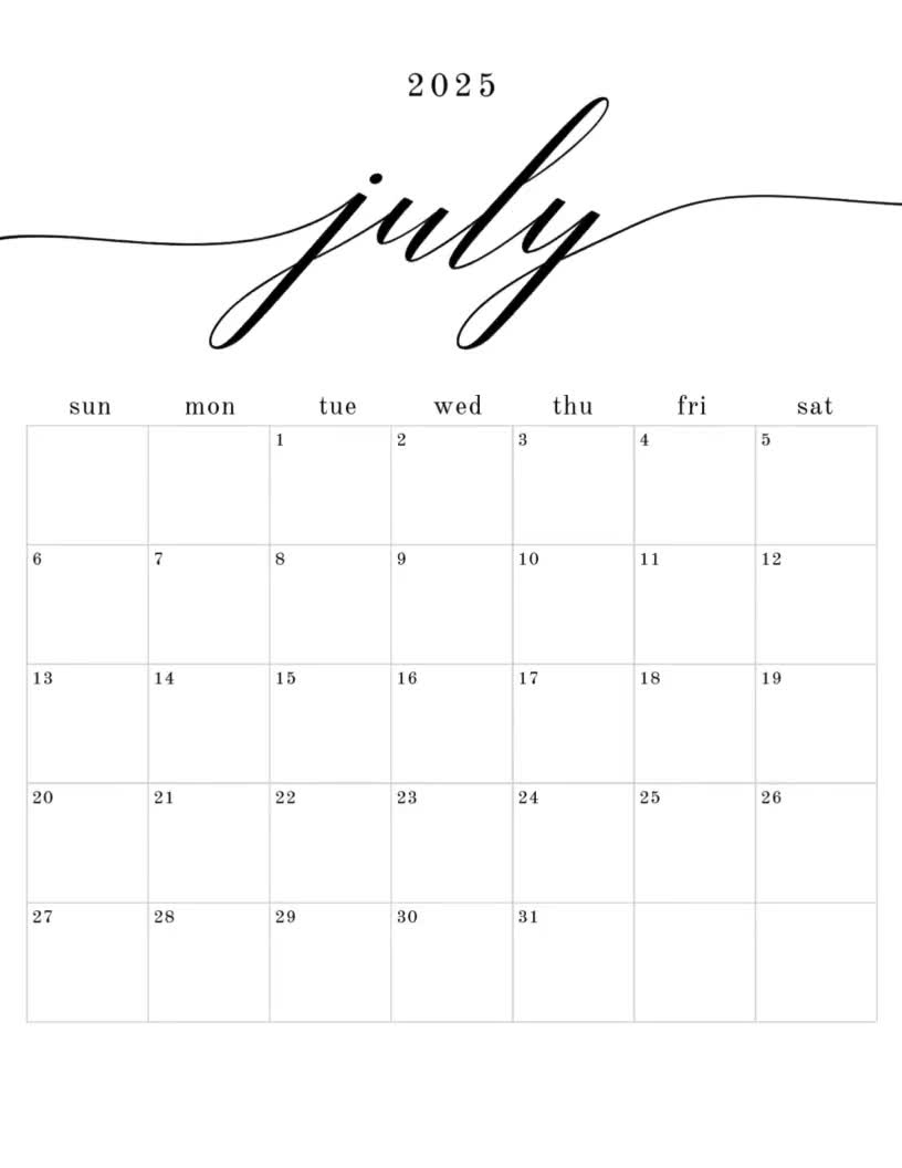 Printable 2025 Calendar - Modern Calendar Planner Instant Download Modern Script #Msc inside TXT 2025 Calendar Printable