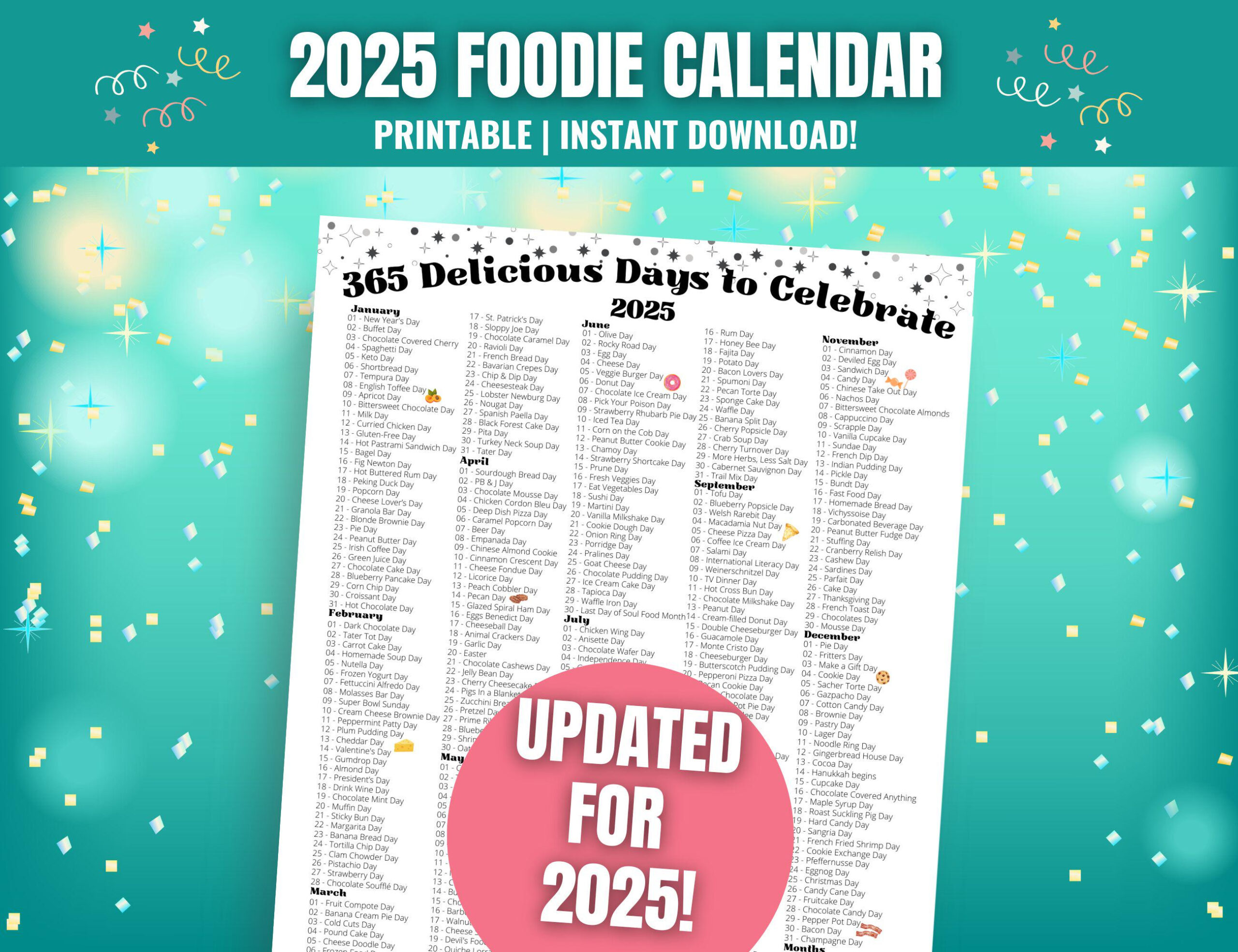 Printable 365 Day Calendar - Etsy for 365 Days of History 2025 Calendar Printable