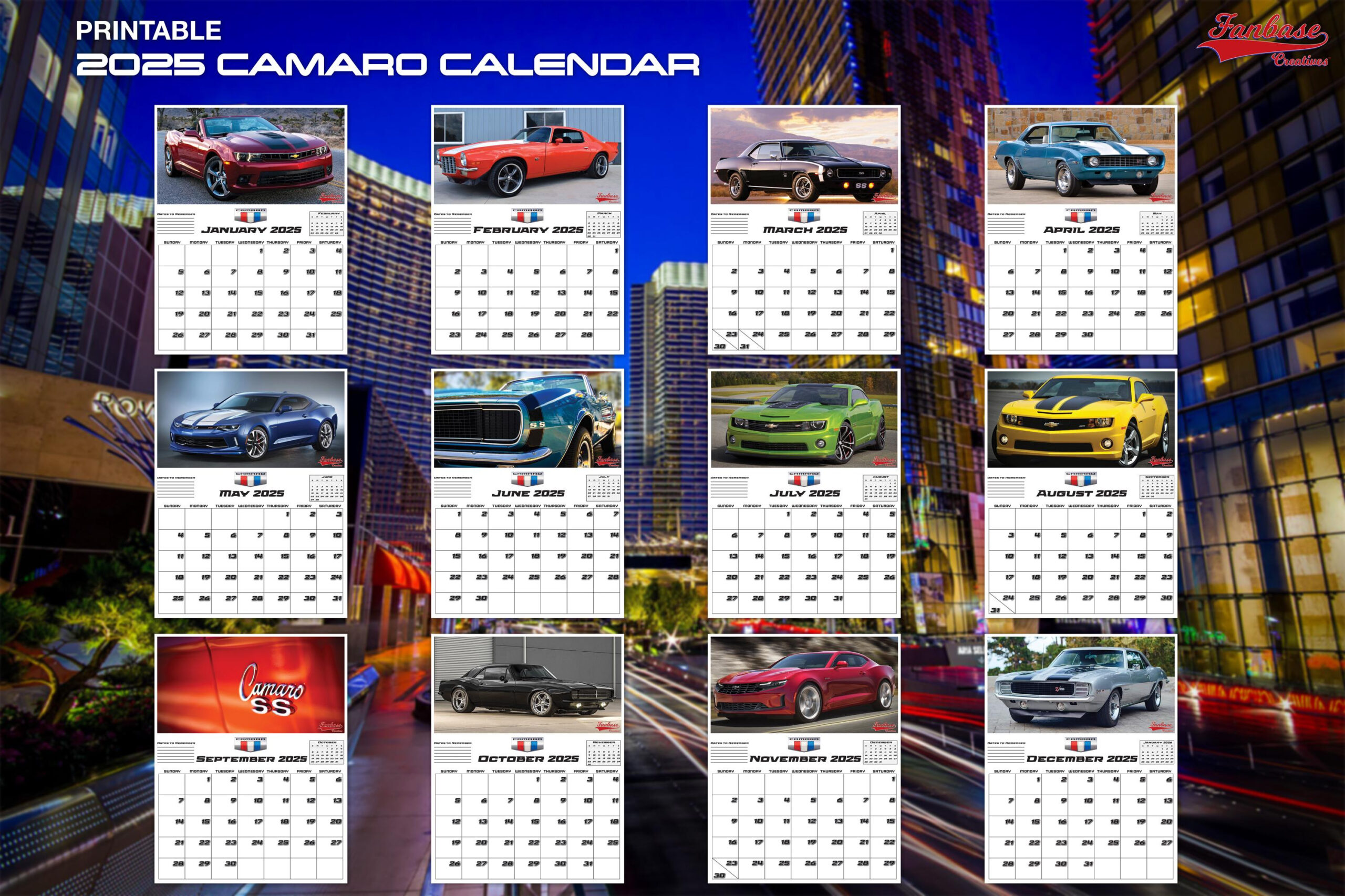Printable 8.5&amp;quot; X 11&amp;quot; 2025 Camaro Calendar regarding Camaro 2025 Calendar Printable