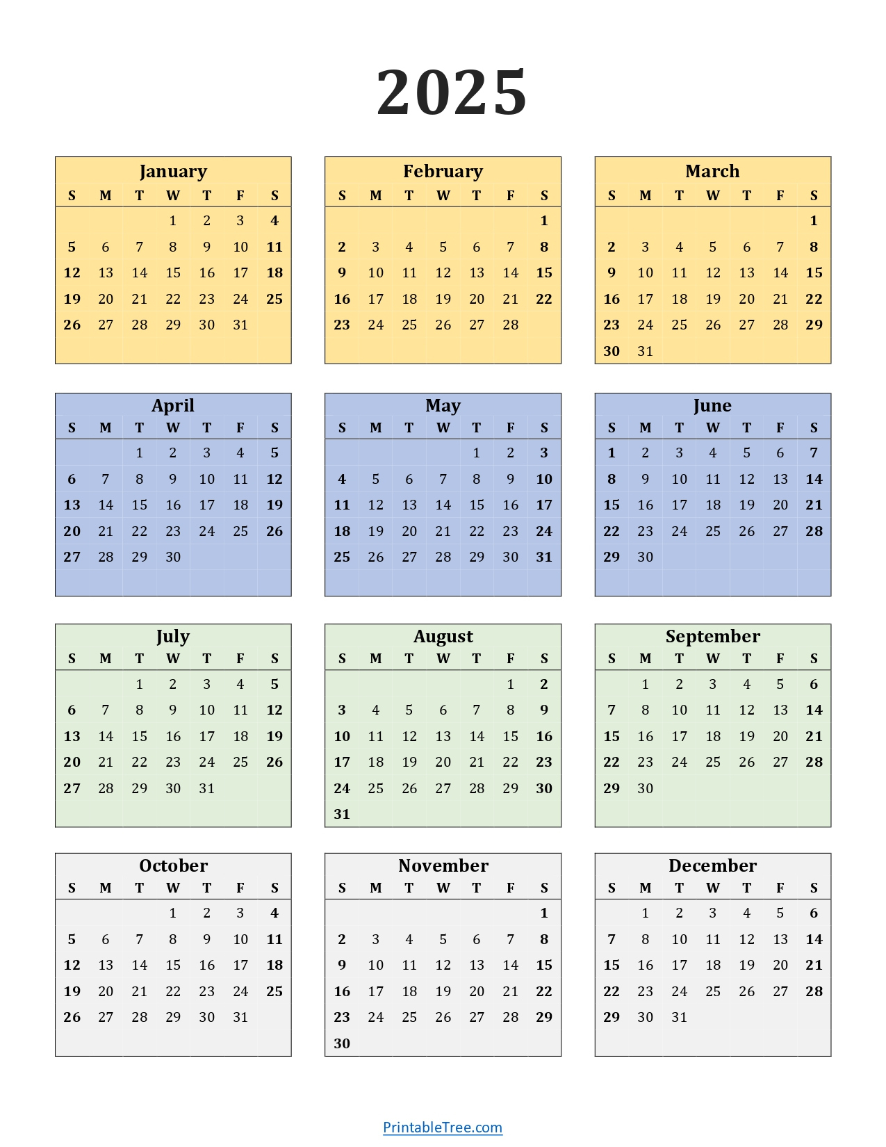 Printable Calendar 2025 One Page With Holidays (Single Page) 2025 for One Liners 2025 Calendar Printable