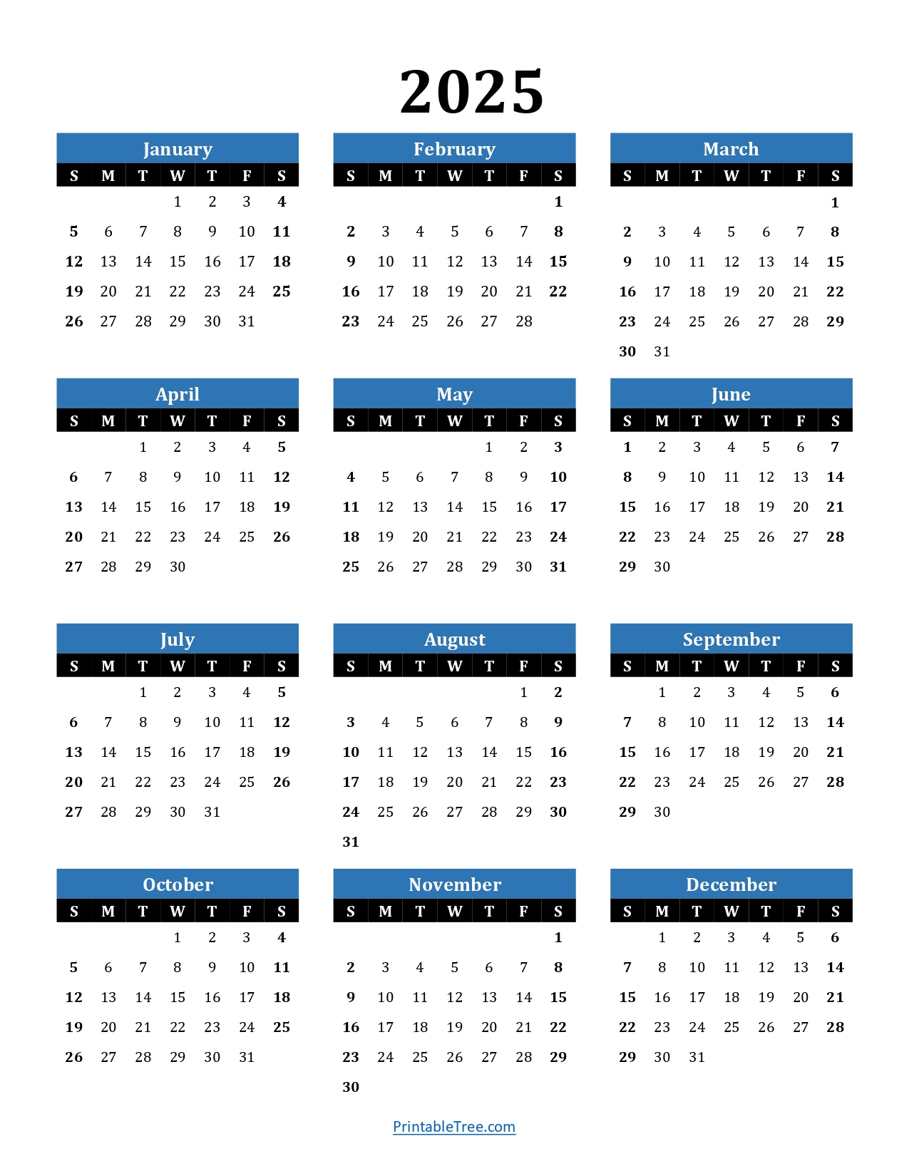 Printable Calendar 2025 One Page With Holidays (Single Page) 2025 intended for One Liners 2025 Calendar Printable
