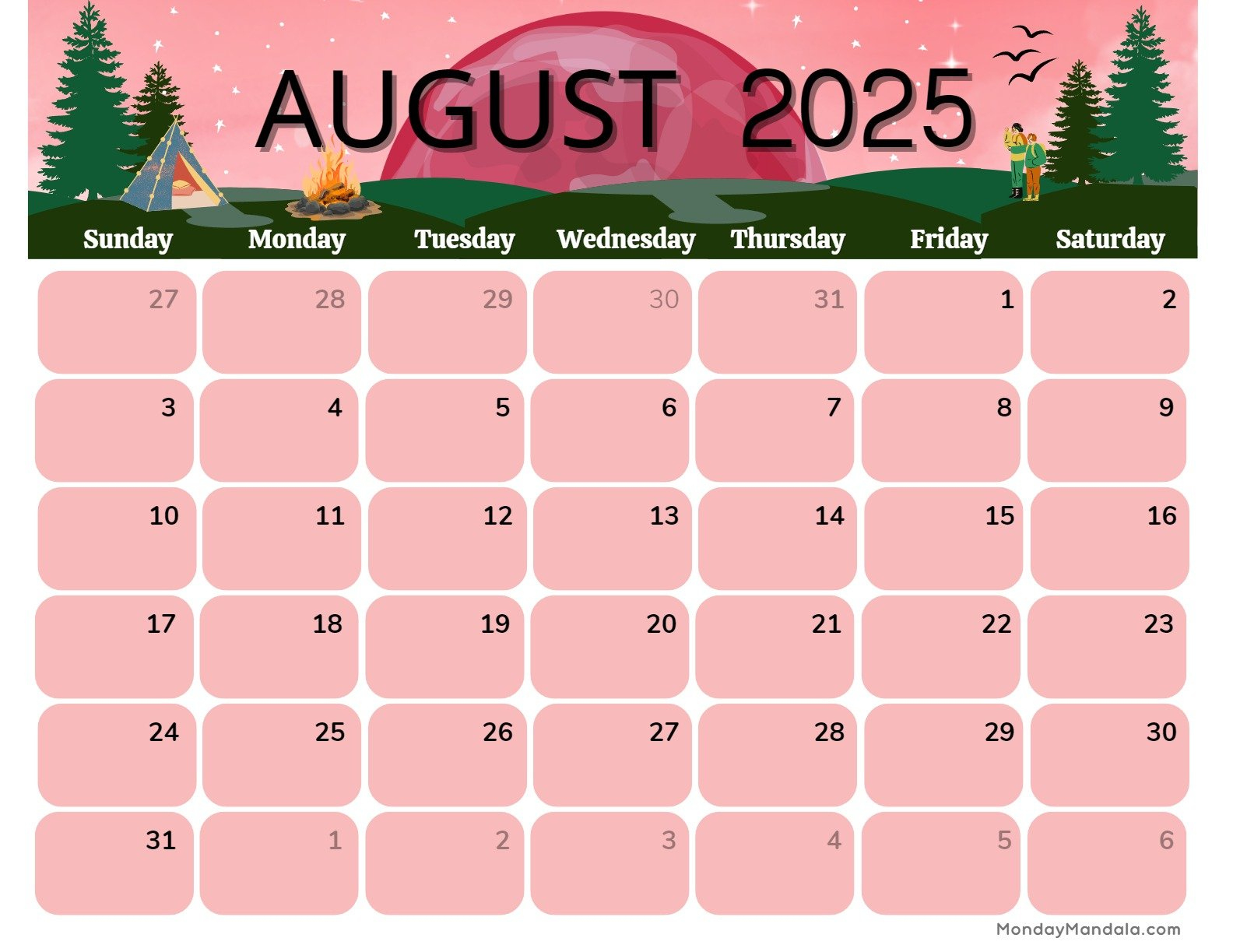 Printable Calendars For 2025 &amp;amp; 2026 (Free Pdfs) inside Camp Life 2025 Calendar Printable