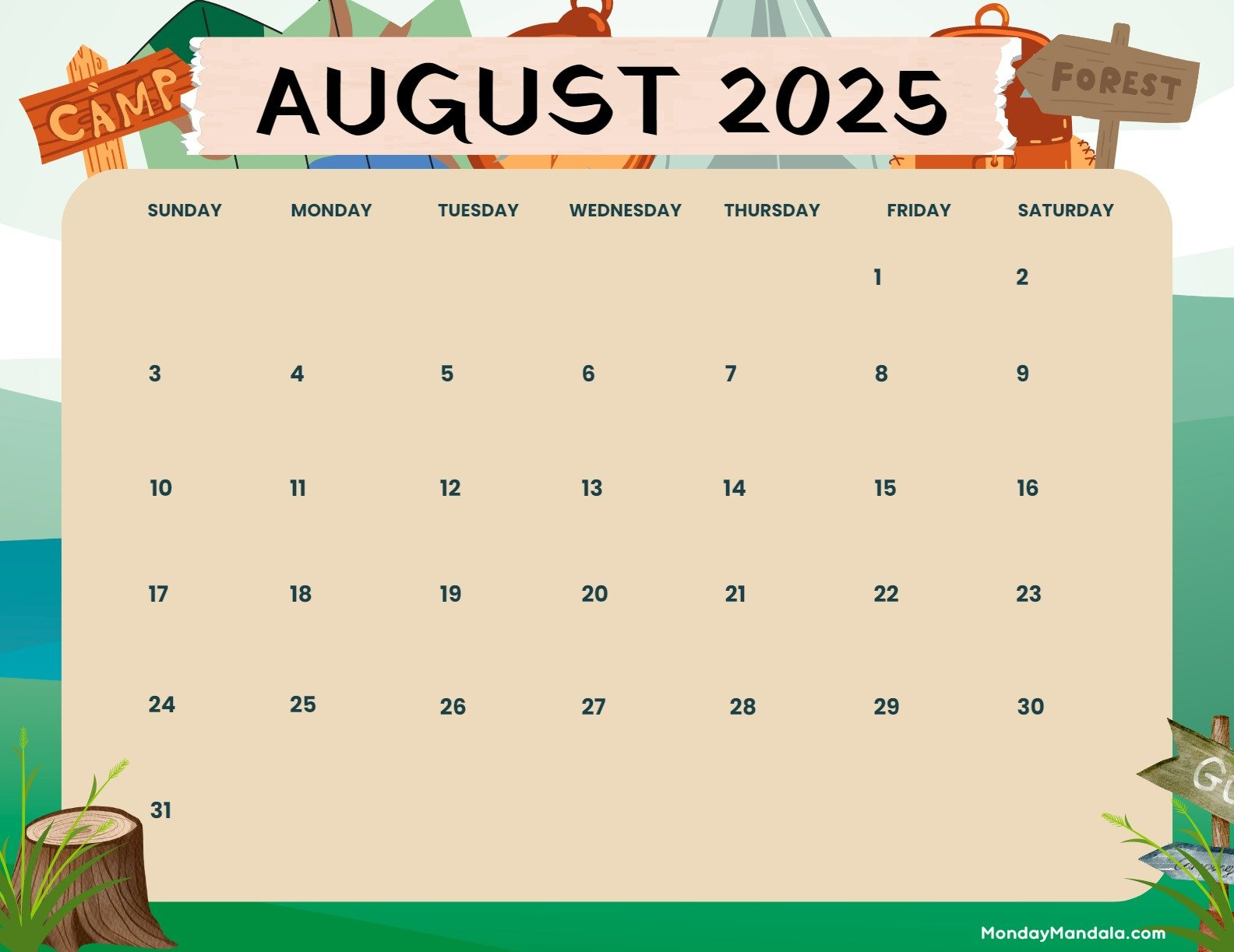 Printable Calendars For 2025 &amp;amp; 2026 (Free Pdfs) within Camp Life 2025 Calendar Printable