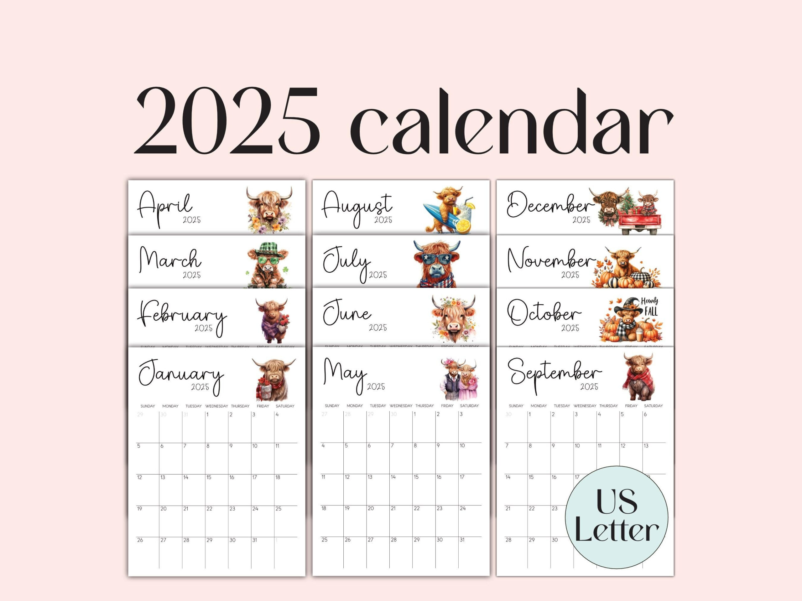 Printable Farmhouse Calendar - Etsy throughout American Farmhouse 2025 Calendar Printable