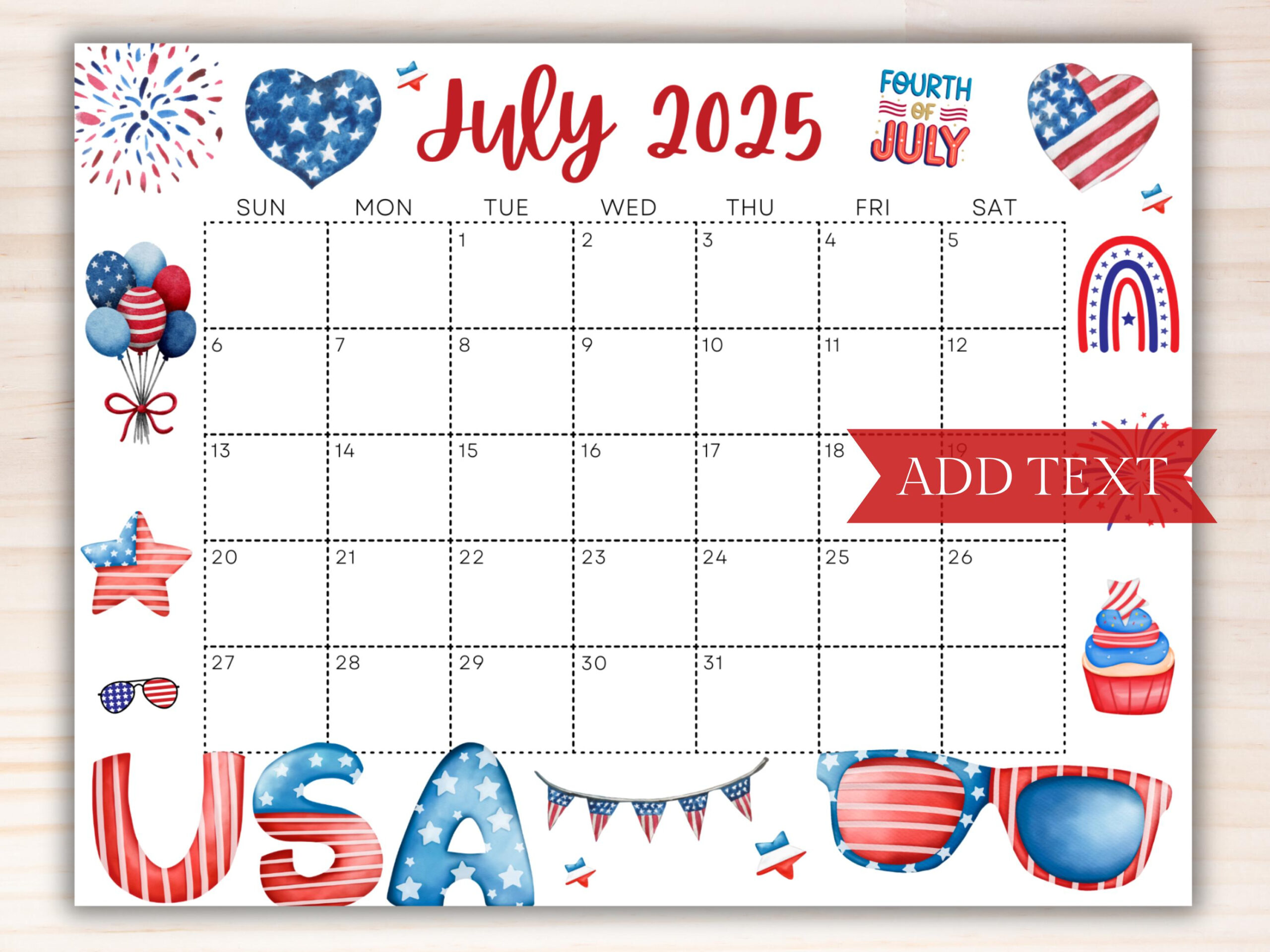 Printable Fourth Of July 2025 Calendar, Editable Summer Calendar with regard to American Farm 2025 Calendar Printable