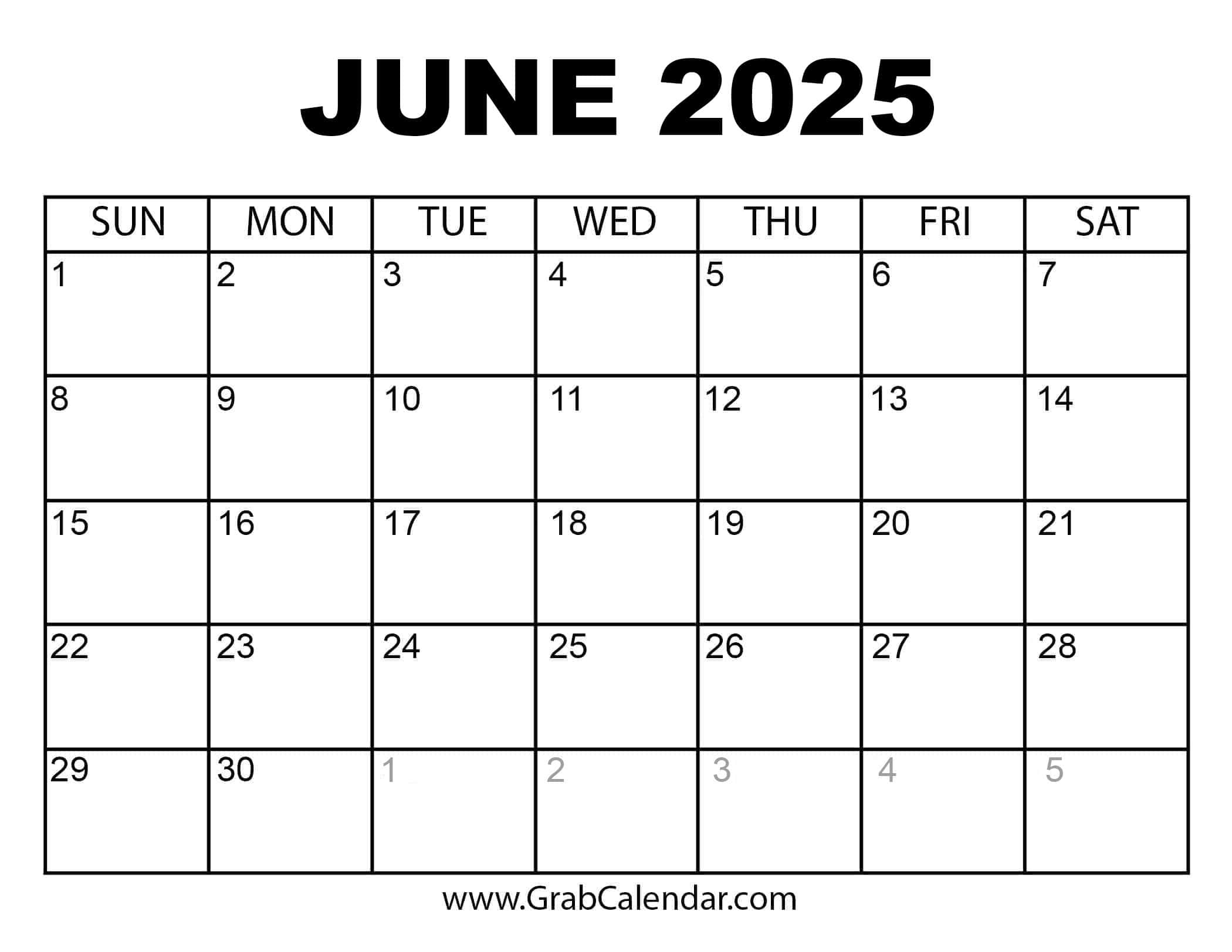 Printable June 2025 Calendar with regard to Wisconsin Places 2025 Calendar Printable