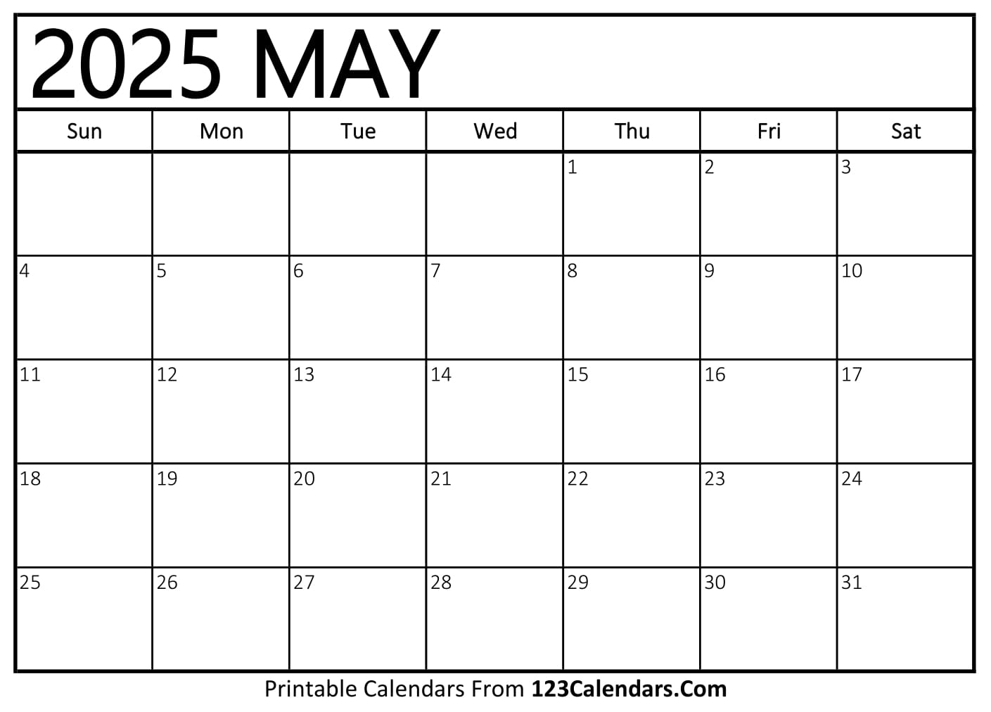 Printable May 2025 Calendar Templates - 123Calendars pertaining to Keeping It Reel 2025 Calendar Printable