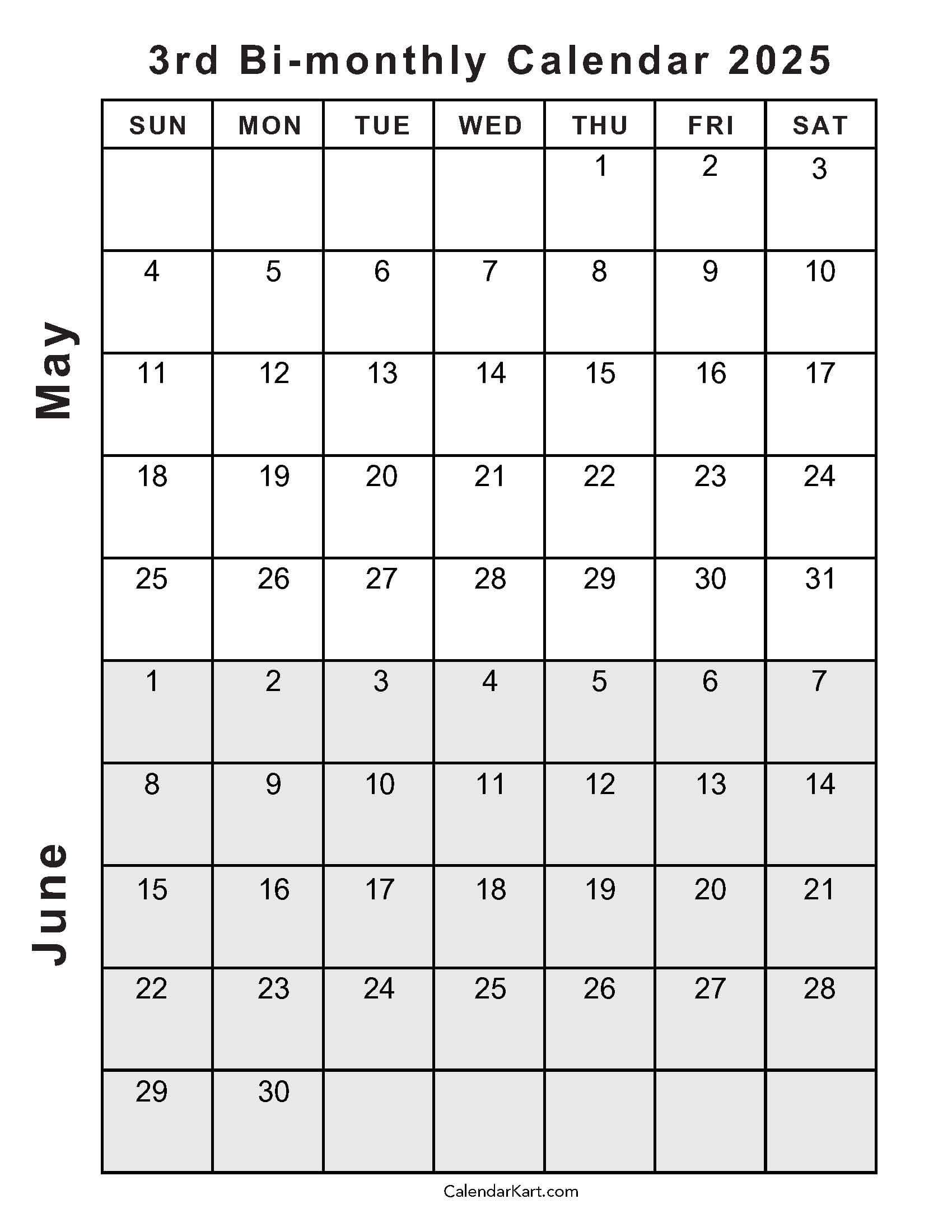 Printable May June 2025 Calendar Templates | Calendarkart with regard to May June 2025 Calendar Printable