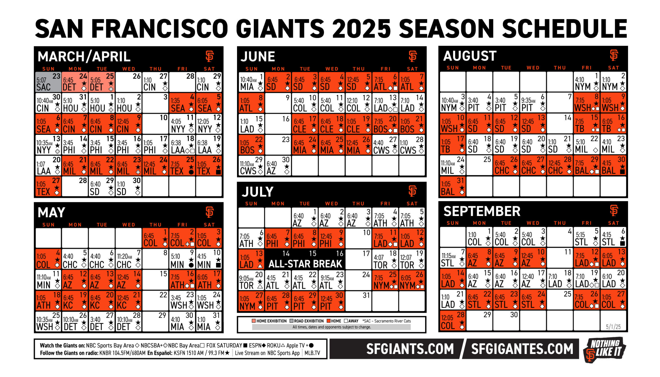 Printable Schedule - 2025 | San Francisco Giants regarding New York Giants 2025 Calendar Printable