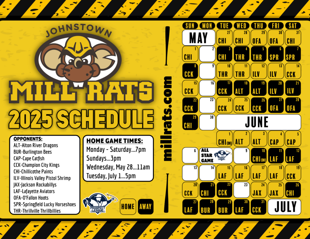Printable Schedule – Johnstown Mill Rats Baseball pertaining to Rats 2025 Calendar Printable