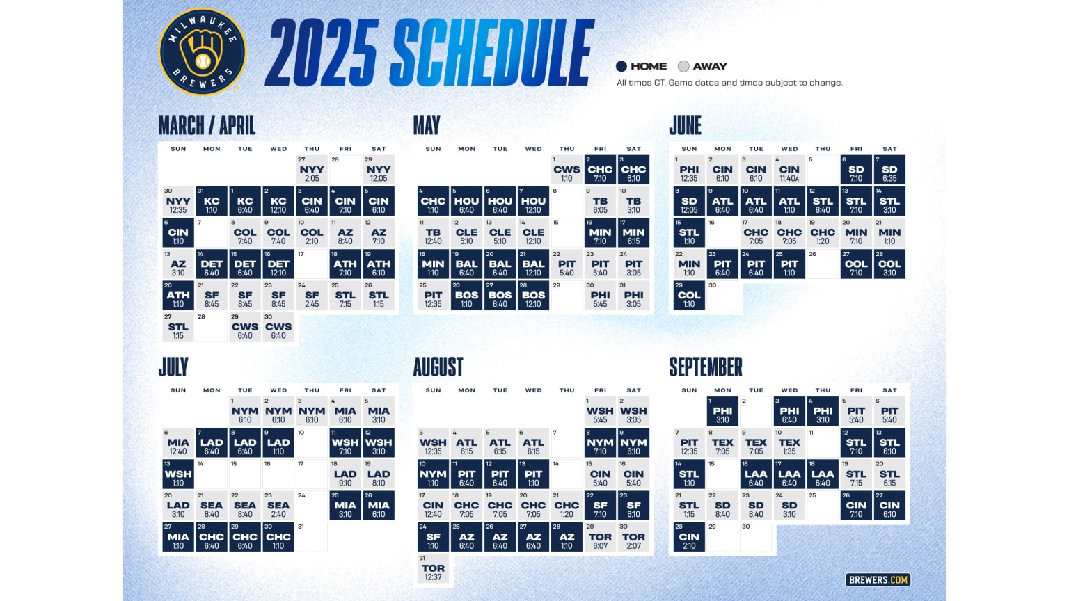 Printable Schedule | Milwaukee Brewers in Mlb Milwaukee Brewers 2025 Calendar Printable