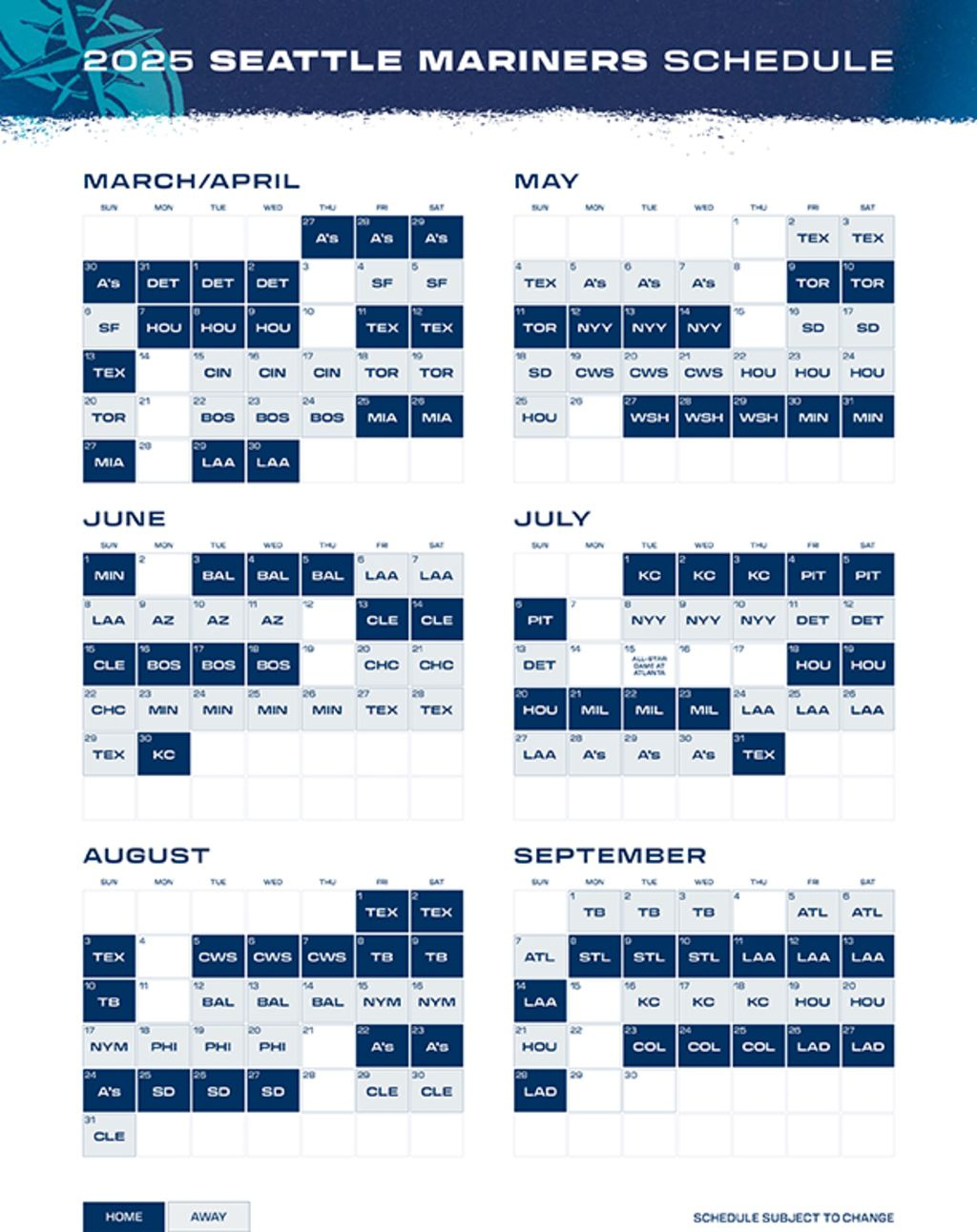 Printable Schedule | Seattle Mariners regarding Seattle 2025 Calendar Printable