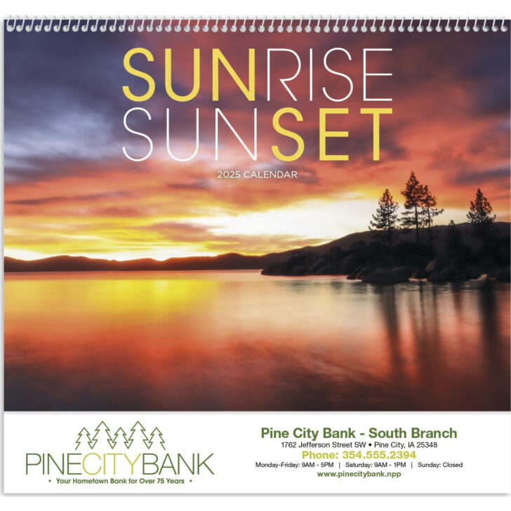 Sunrise Sunset 2025 Calendar  Printable