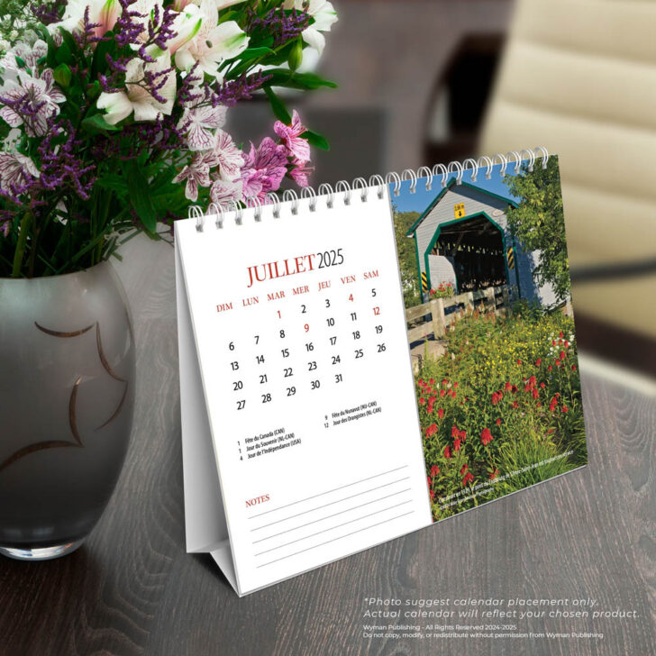 Quebec Double 2025 Easel Calendar French  Printable