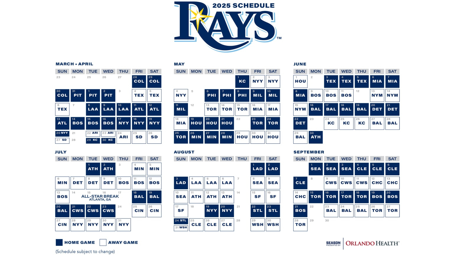 Rays Printable Schedule | Tampa Bay Rays regarding Mlb Tampa Bay Rays 2025 Calendar Printable