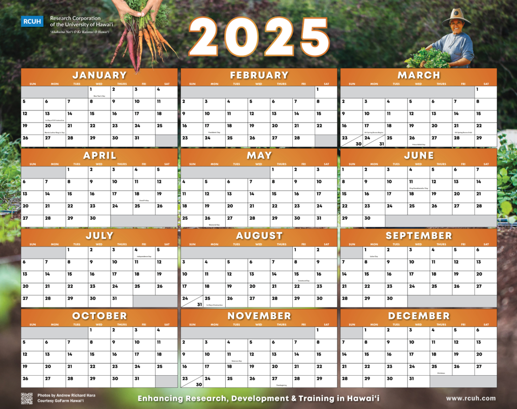 Rcuh 2025 Wall Calendar – Rcuh inside Hawaii 2025 Calendar Printable