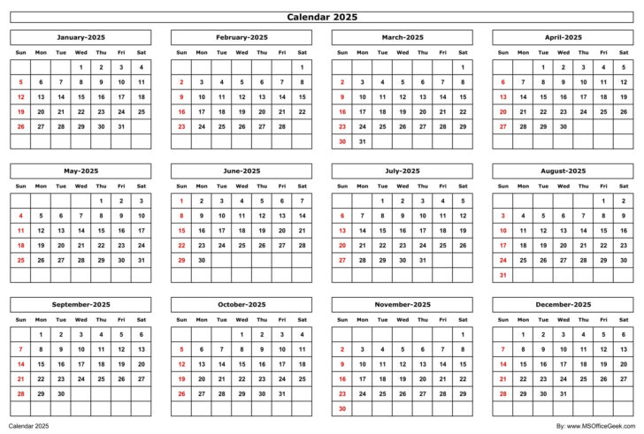 Landscapes 2025 Calendar  Printable