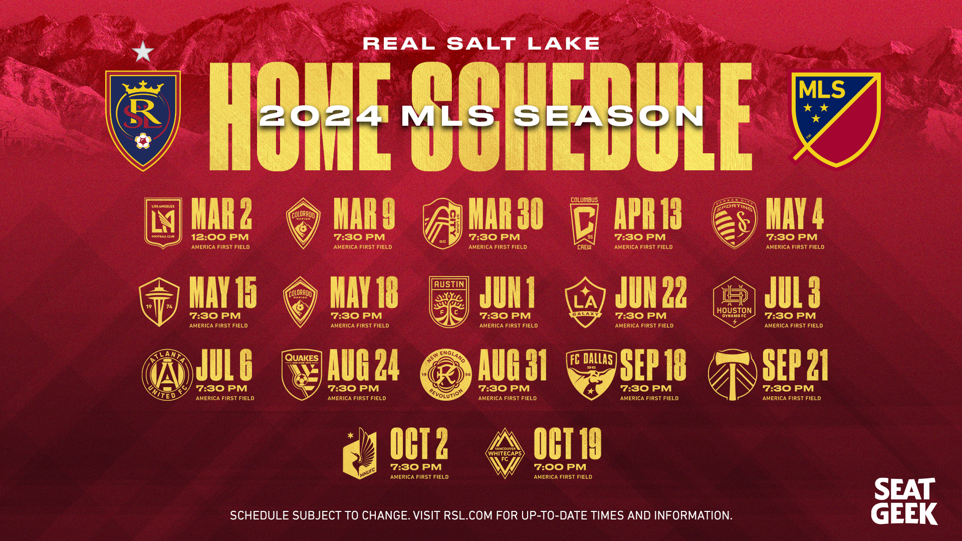 Real Salt Lake 2024 Schedule Unveiled in Mls Real Salt Lake 2025 Calendar Printable