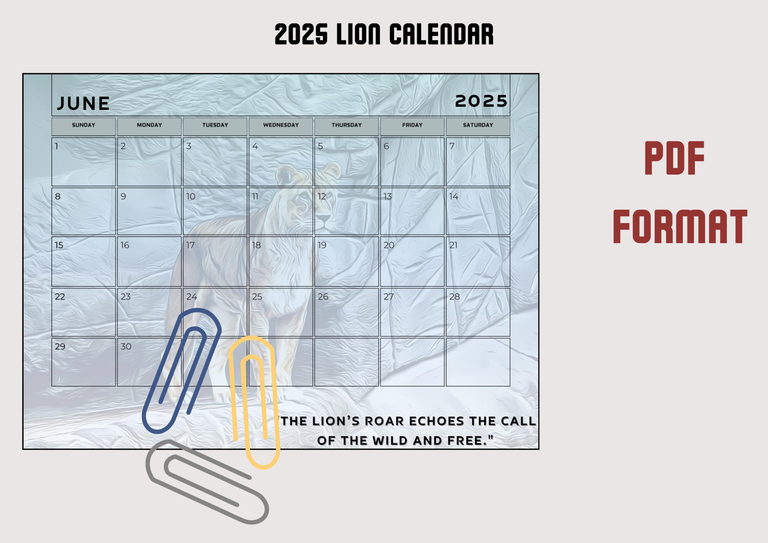Regal Lions 2025 Calendar – Celebrate The Year With Majesty - Etsy throughout New England Majesty 2025 Calendar Printable