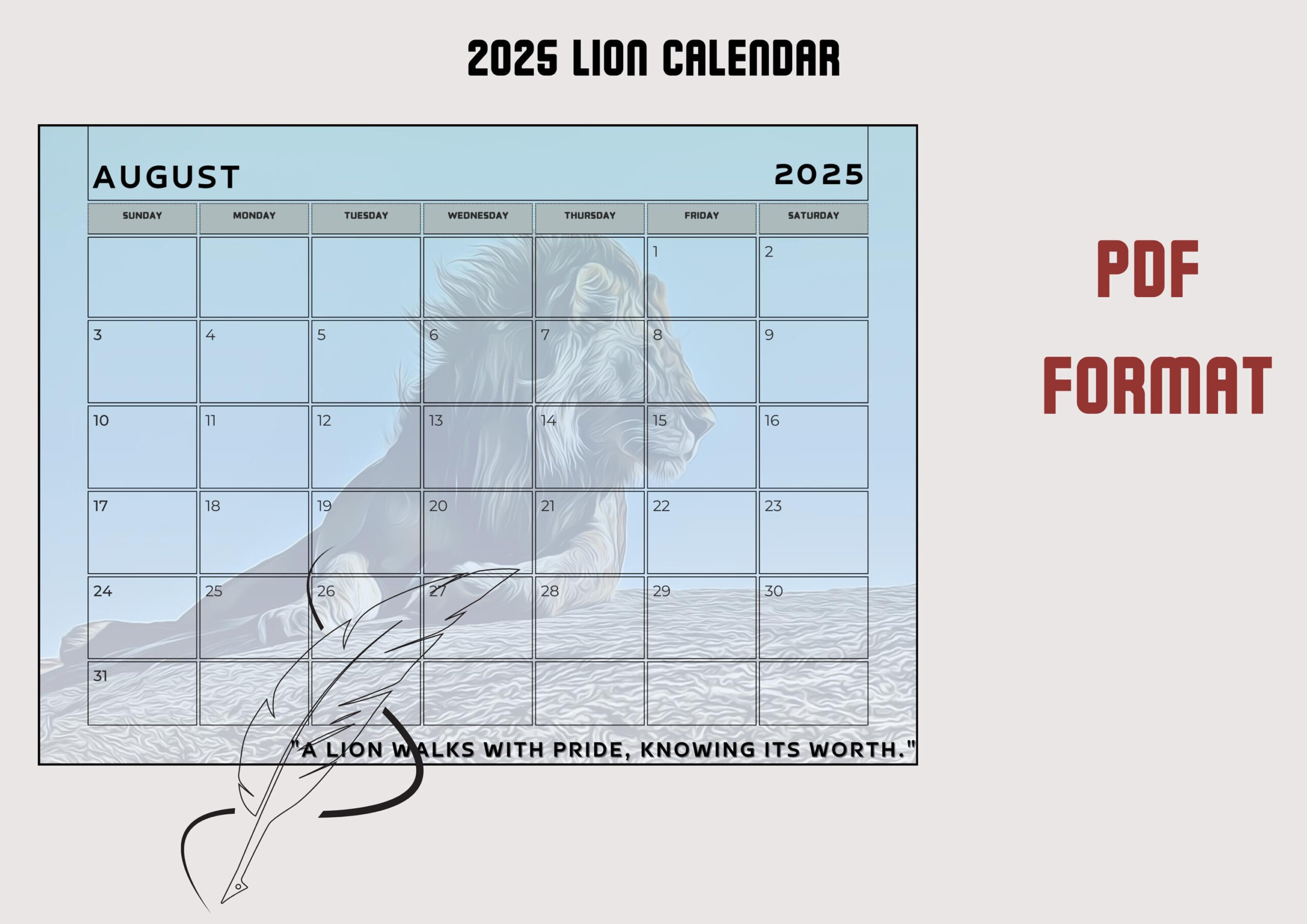 Regal Lions 2025 Calendar – Celebrate The Year With Majesty - Etsy with regard to New England Majesty 2025 Calendar Printable