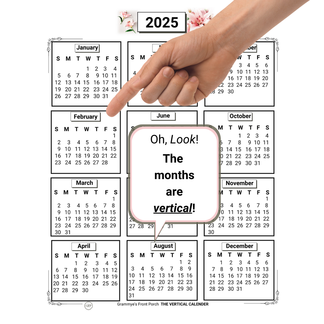Request Page Vertical Calendar 2025 - Grammye&amp;#039;S Front Porch in Out On the Porch 2025 Calendar Printable