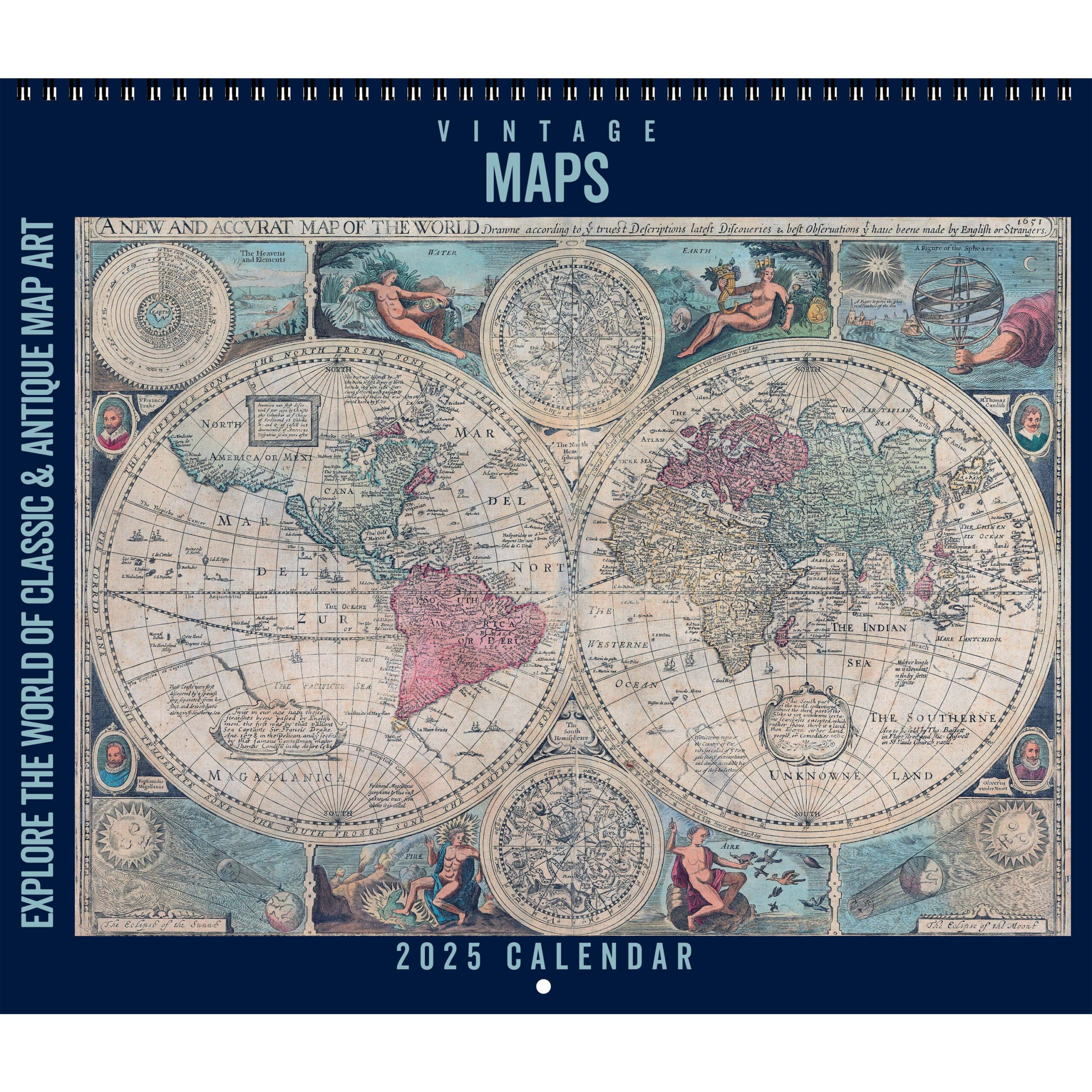 Retro Wall Calendar - Etsy within Vintage Maps Square 2025 Calendar Printable