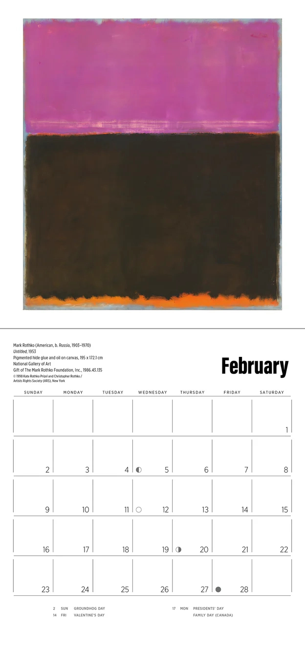 Rothko 2025 Mini Wall Calendar - Minerva with Rothko 2025 Calendar Printable
