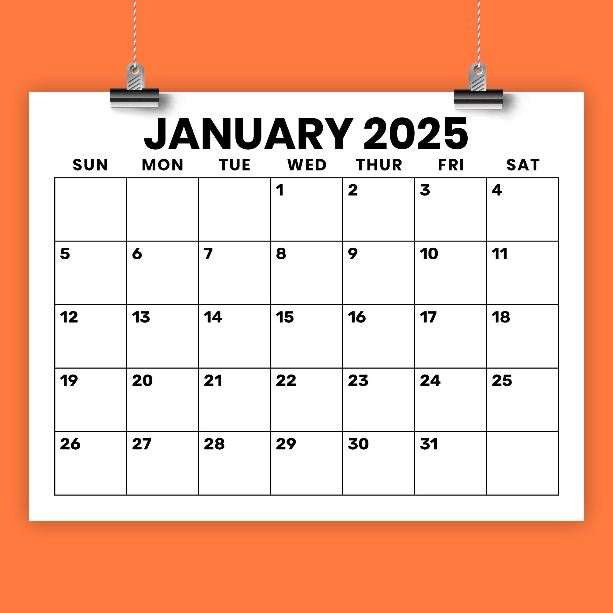 Sale 2025 8.5 X 11 Inch Large Number Calendar Template | Instant with regard to Wish Id Thought Of Inventions 2025 Calendar Printable