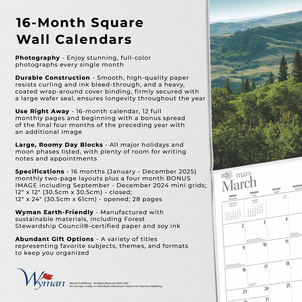Saskatchewan | 2025 12 X 24 Inch Monthly Square Wall Calendar with regard to Saskatchewan 2025 Calendar Printable
