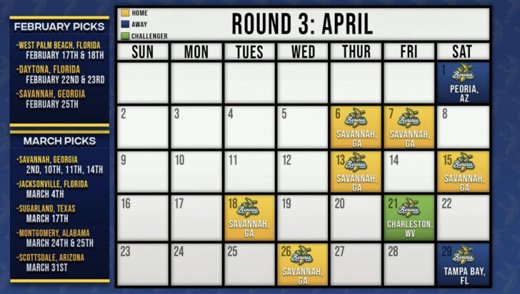 Savannah Bananas 2025 Calendar Printable