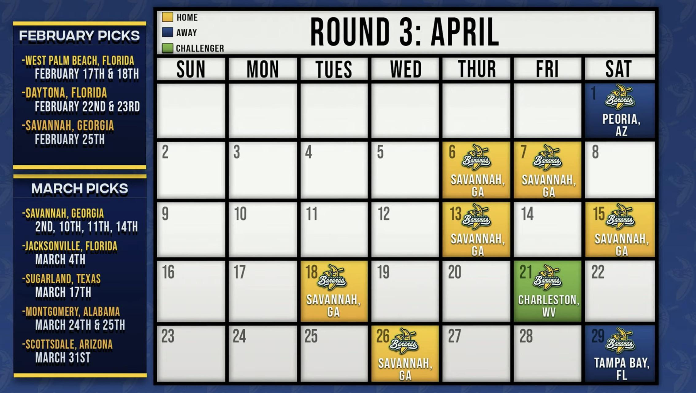 Savannah Bananas Announce 2023 World Tour Dates : R/Baseball for Savannah Bananas 2025 Calendar Printable
