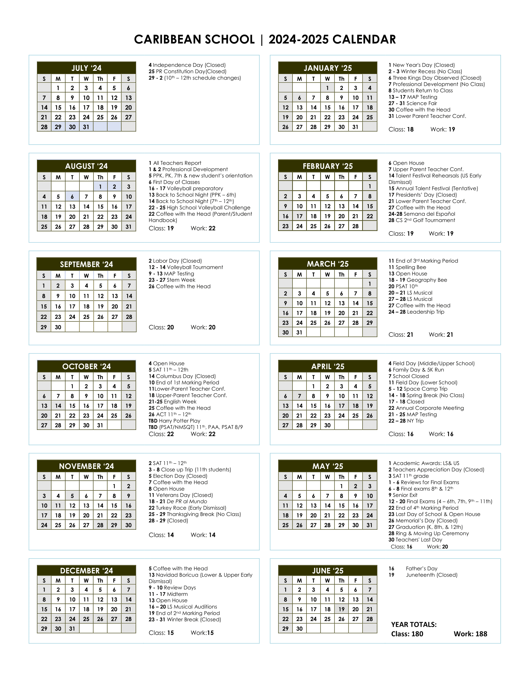 School Calendar inside Caribbean 2025 Calendar Printable