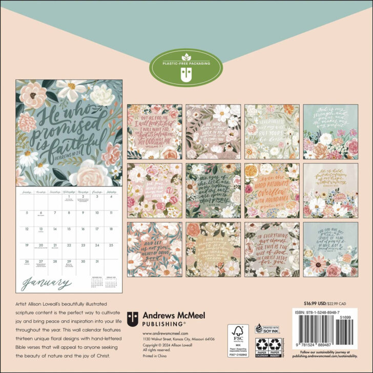 Scriptures and Florals 2025 Calendar Printable