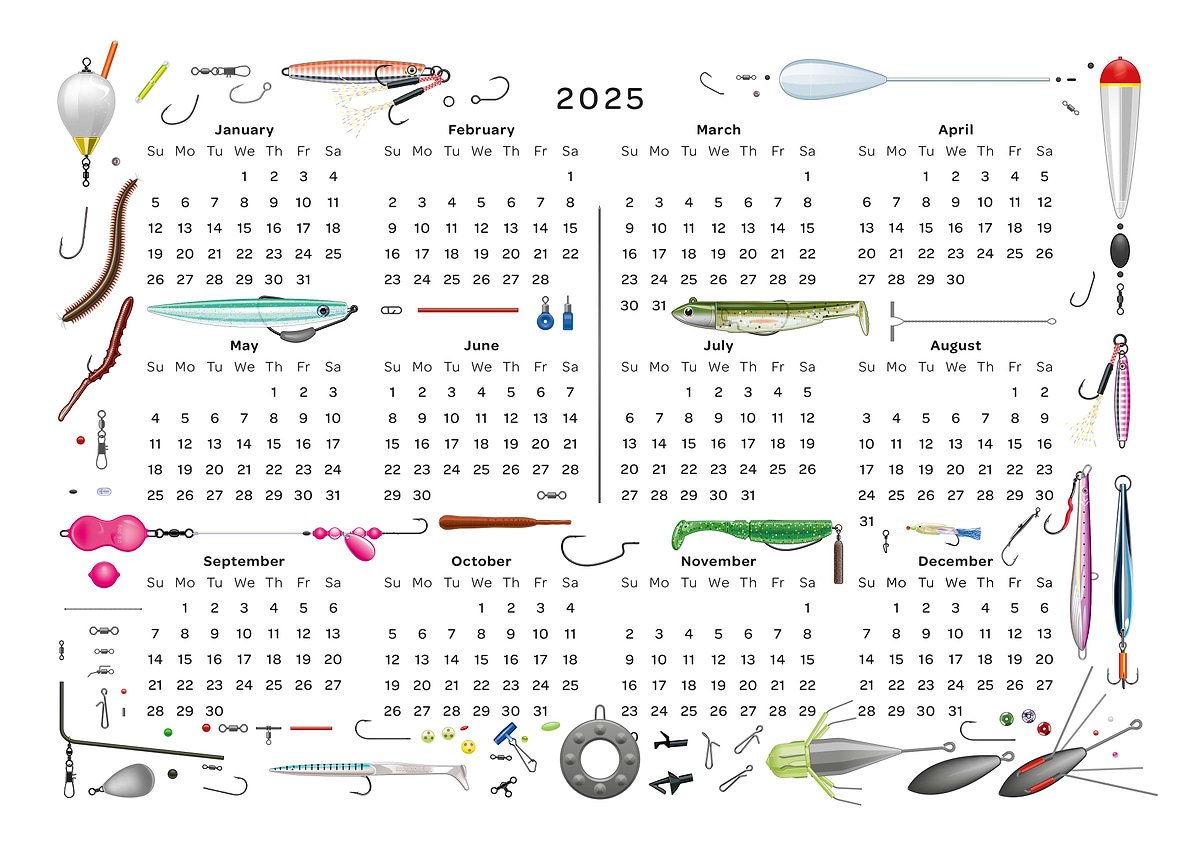 Sea Fishing Calendar 2025&amp;#039; Poster, Picture, Metal Print, Paint with regard to Anglers 2025 Calendar Printable