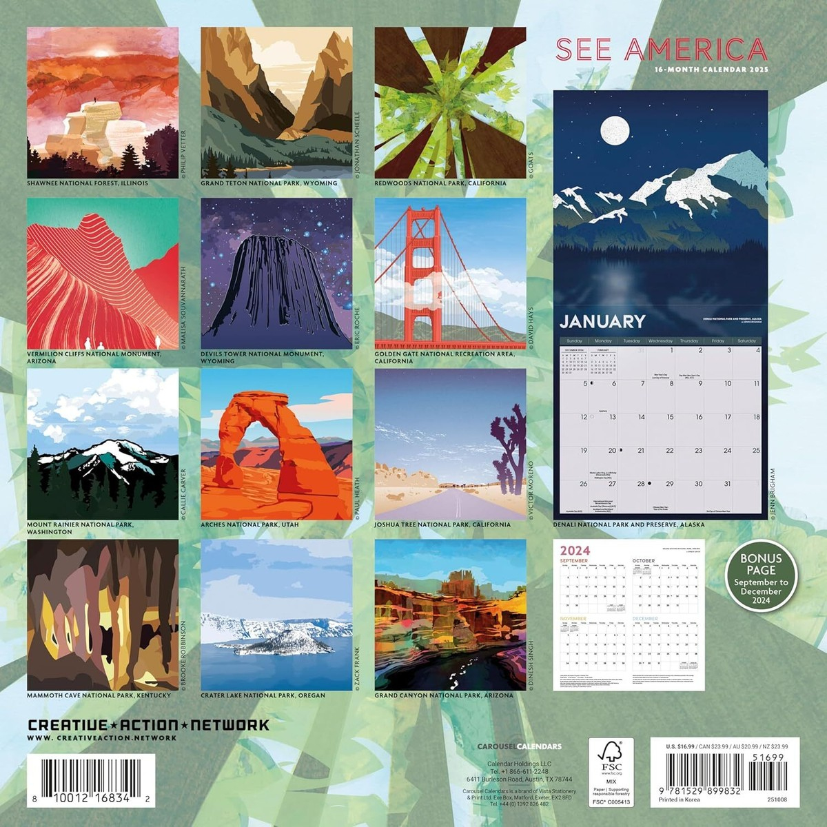 See America - Scenic Art - 2025 Wall Calendar - Brand New - 899832 in Virginia Wild and Scenic 2025 Calendar Printable