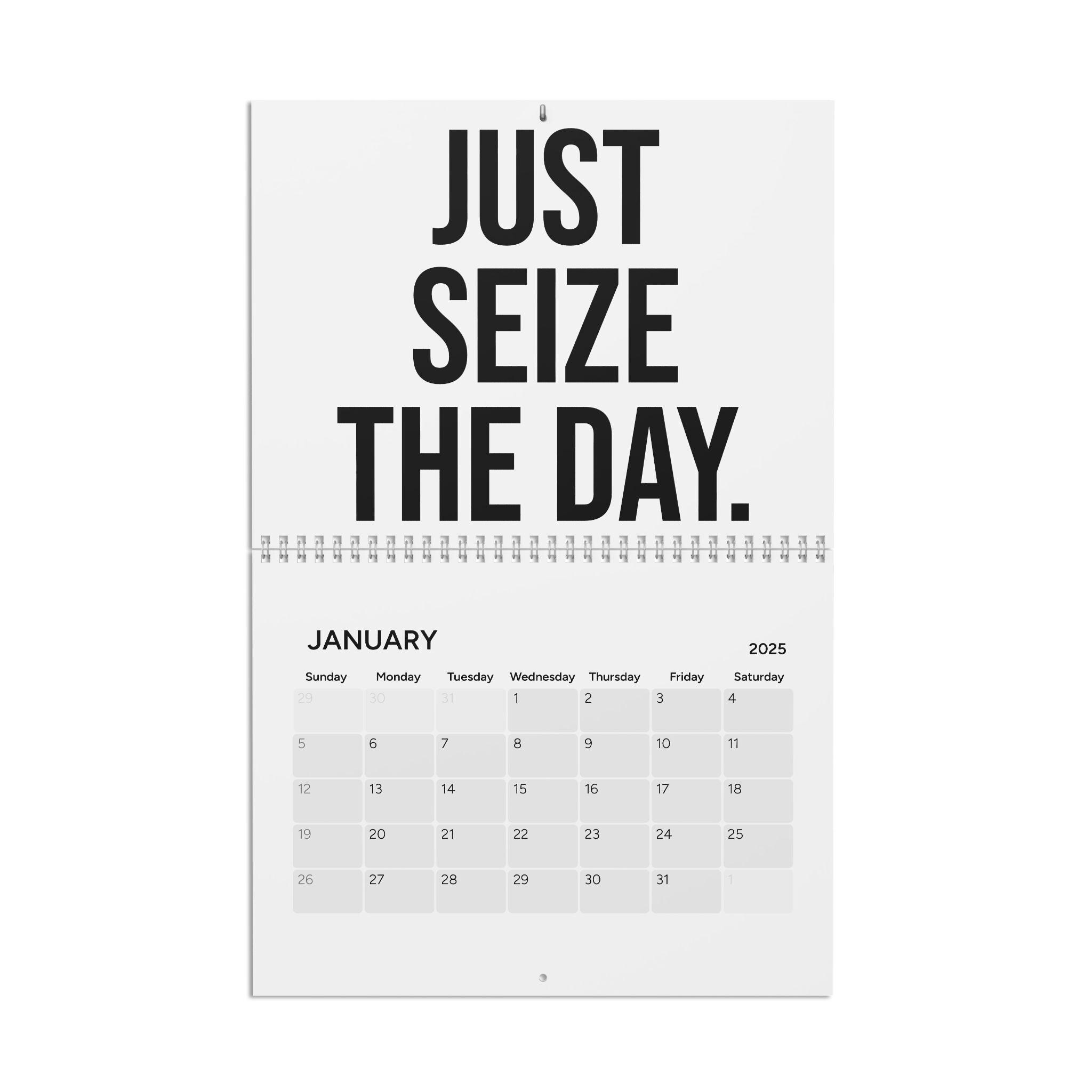 Seize The Day Calendar, Carpe Diem 2025 Calendar, Hanging Wall in Carpe Diem 2025 Calendar Printable