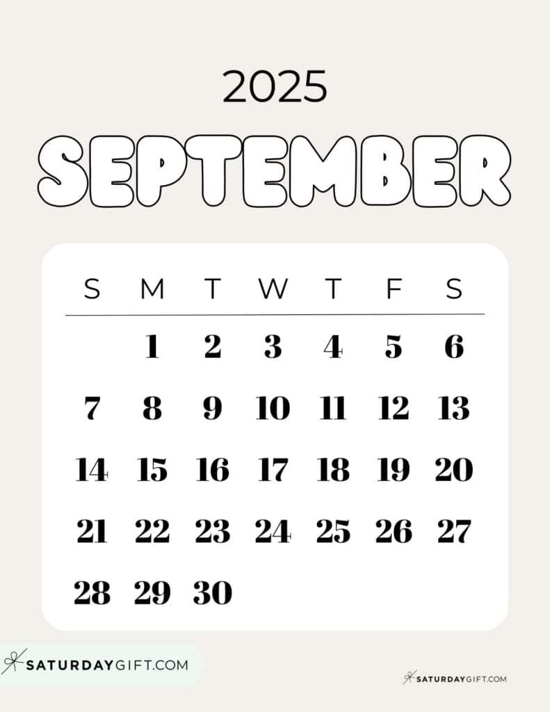 September 2025 Calendars - 23 Cute Free Printable Pdfs | Saturdaygift with regard to Positive Vibes 2025 Calendar Printable