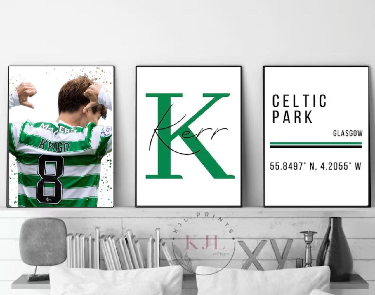 Set Of Three Personalised Celtic Wall Prints | Kyogo Football intended for Celtic Fc Poster 2025 Calendar Printable