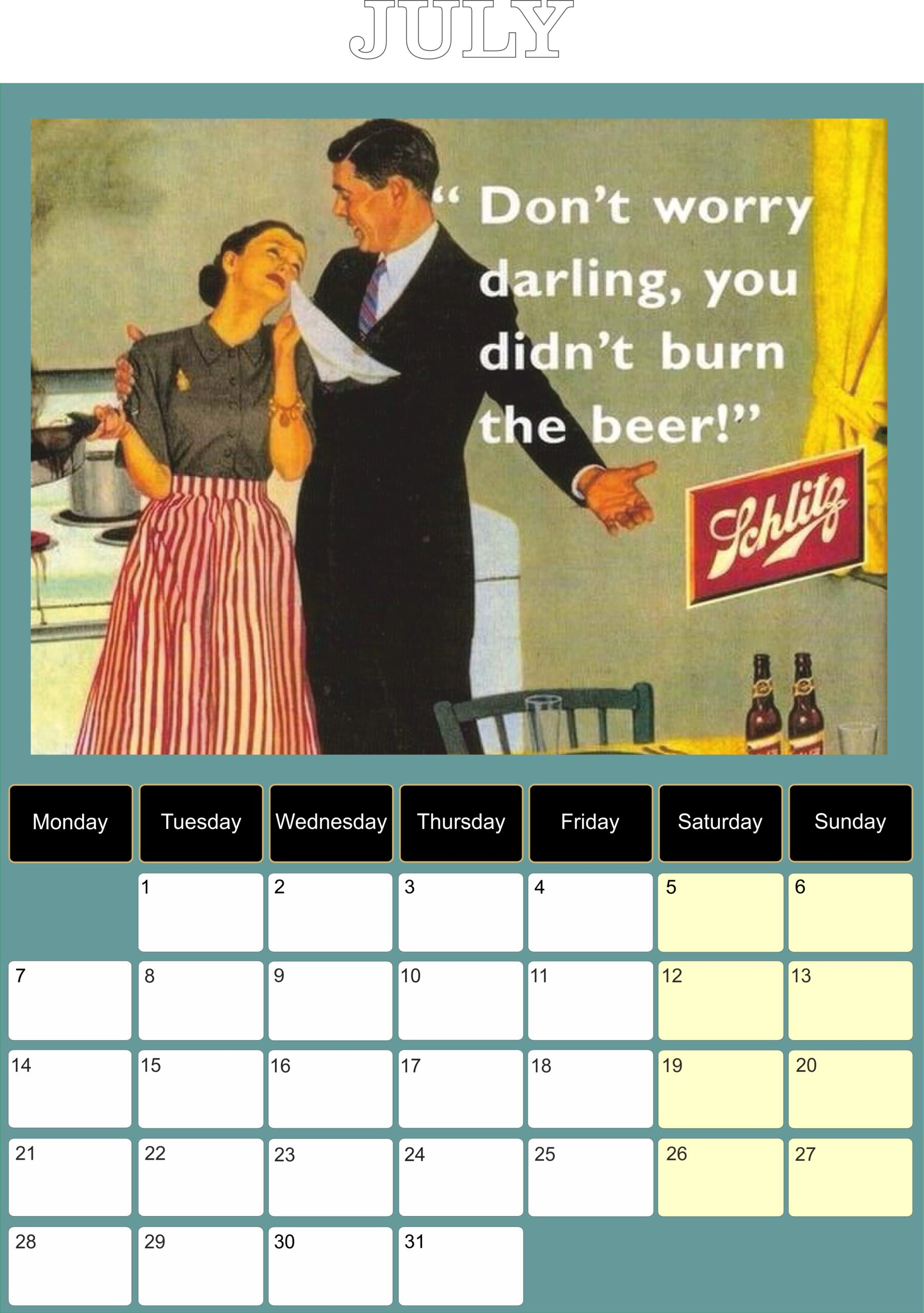 Shocking Vintage Ads 2025 Calendar throughout Beer Photo 2025 Calendar Printable
