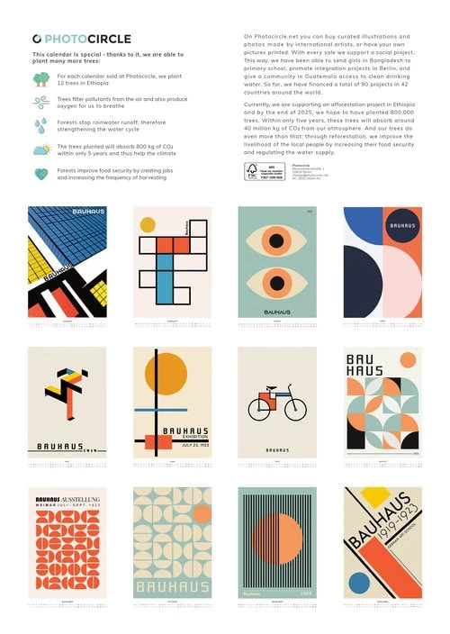 Shop The Simple Serenity Photo Calendar 2025 | Photocircle intended for Bauhaus 2025 Calendar Printable