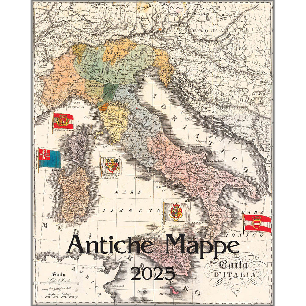 Small Antiche Mappe Vintage Art Calendar 2025 pertaining to Vintage Maps Poster 2025 Calendar Printable