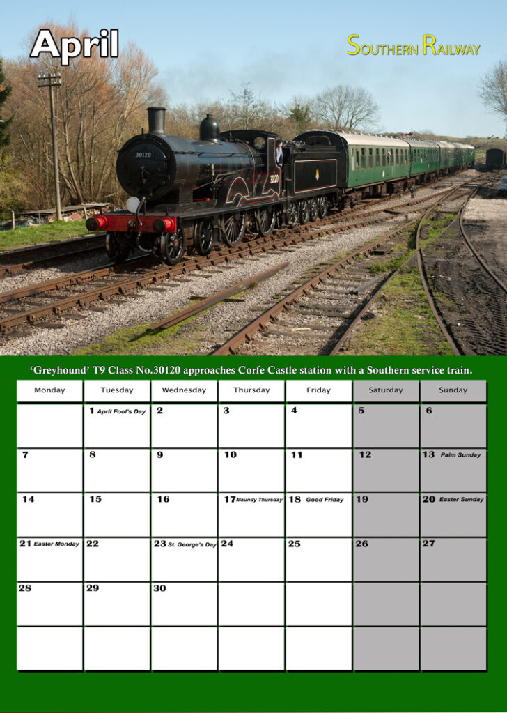 England By Rail 2025 Calendar Printable