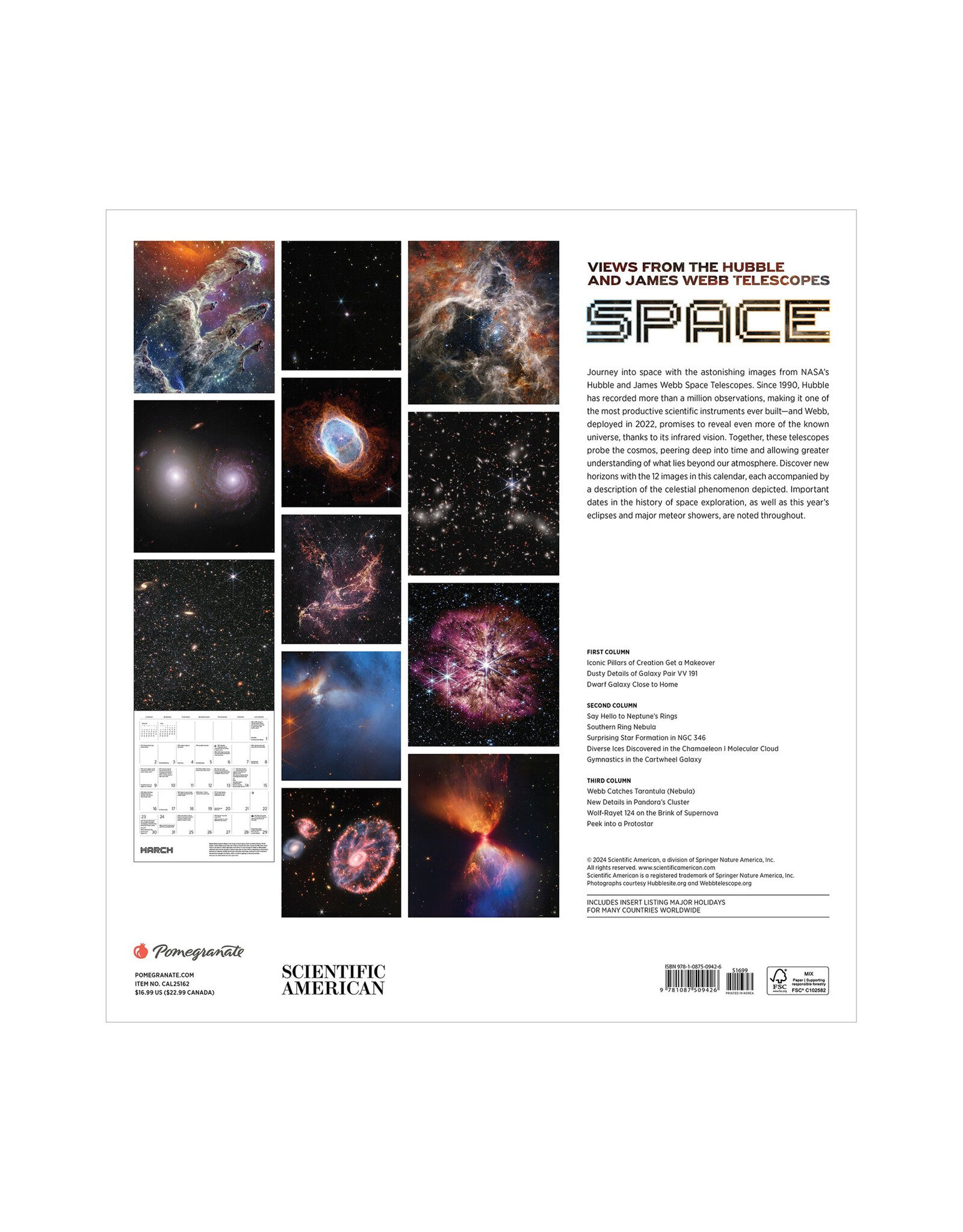 Space: Views From The Hubble And James Webb Telescopes 2025 Wall for Hubble Space 2025 Calendar Printable