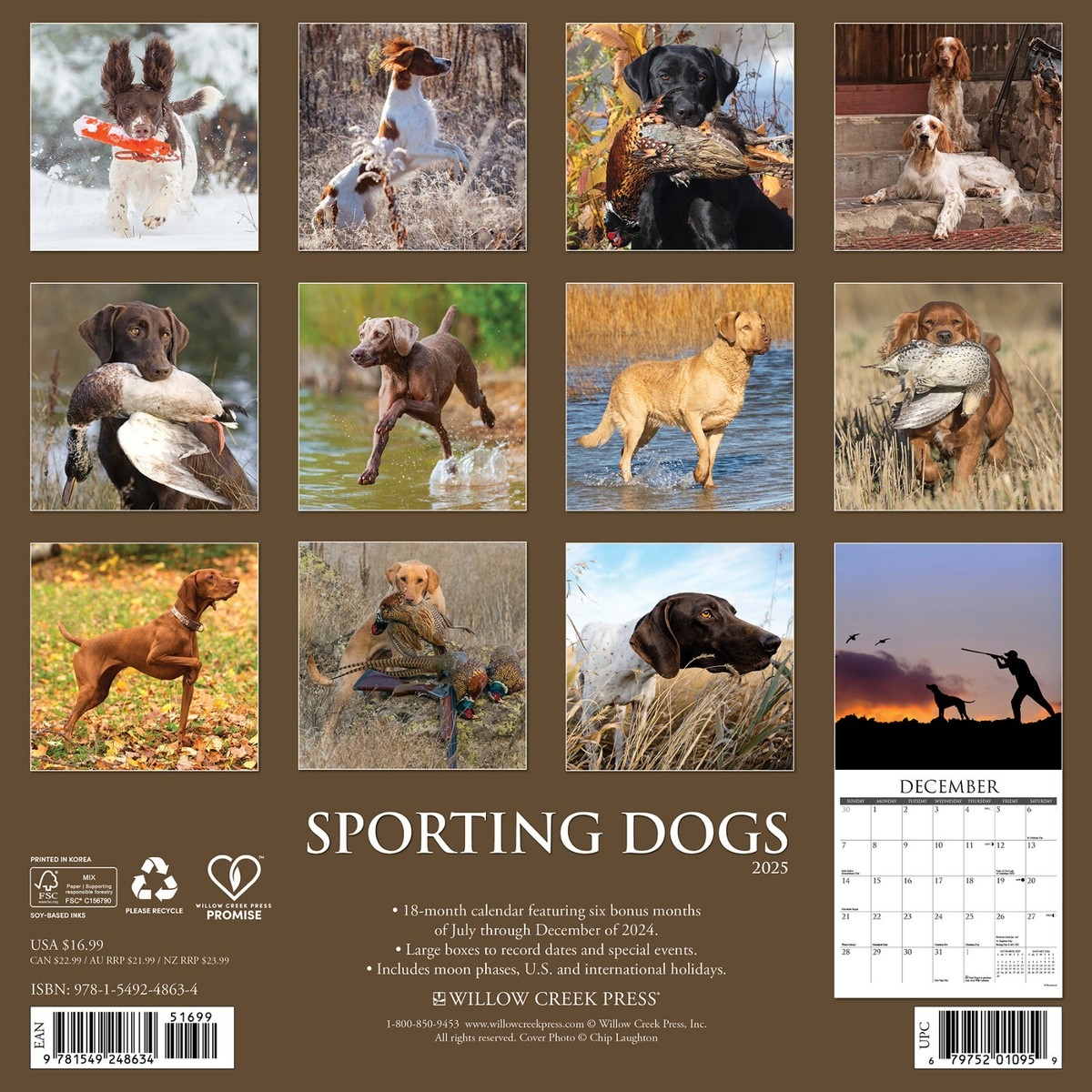 Sporting Dogs 2025 12&amp;quot; X 12&amp;quot; Wall Calendar (Free Shipping) | Ebay with regard to Yoga Puppies Plato 2025 Calendar Printable