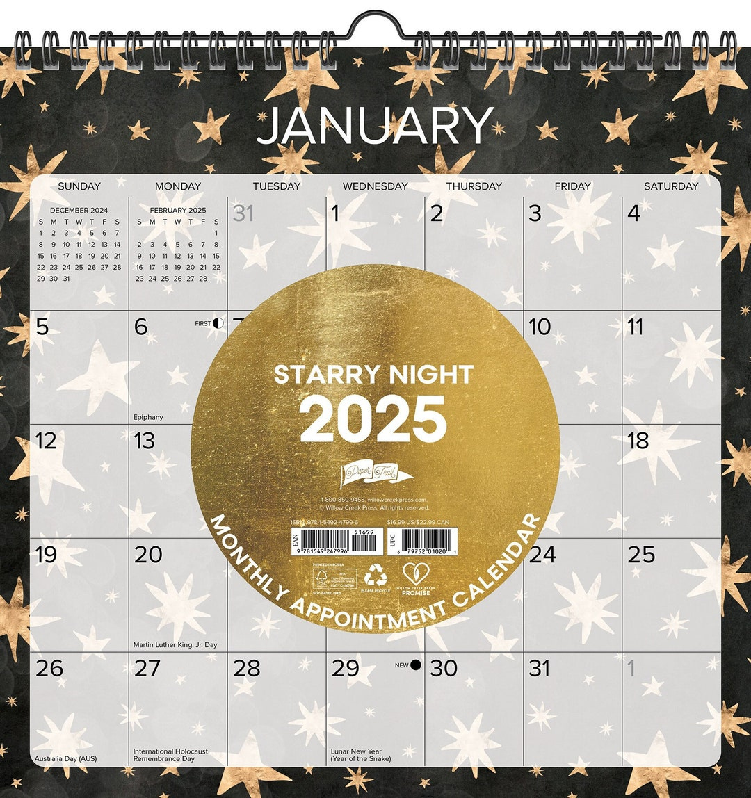 Starry Night 2025 12&amp;quot; X 12&amp;quot; Spiral Wall Calendar - Etsy regarding Starry Nights Astronomy 2025 Calendar Printable