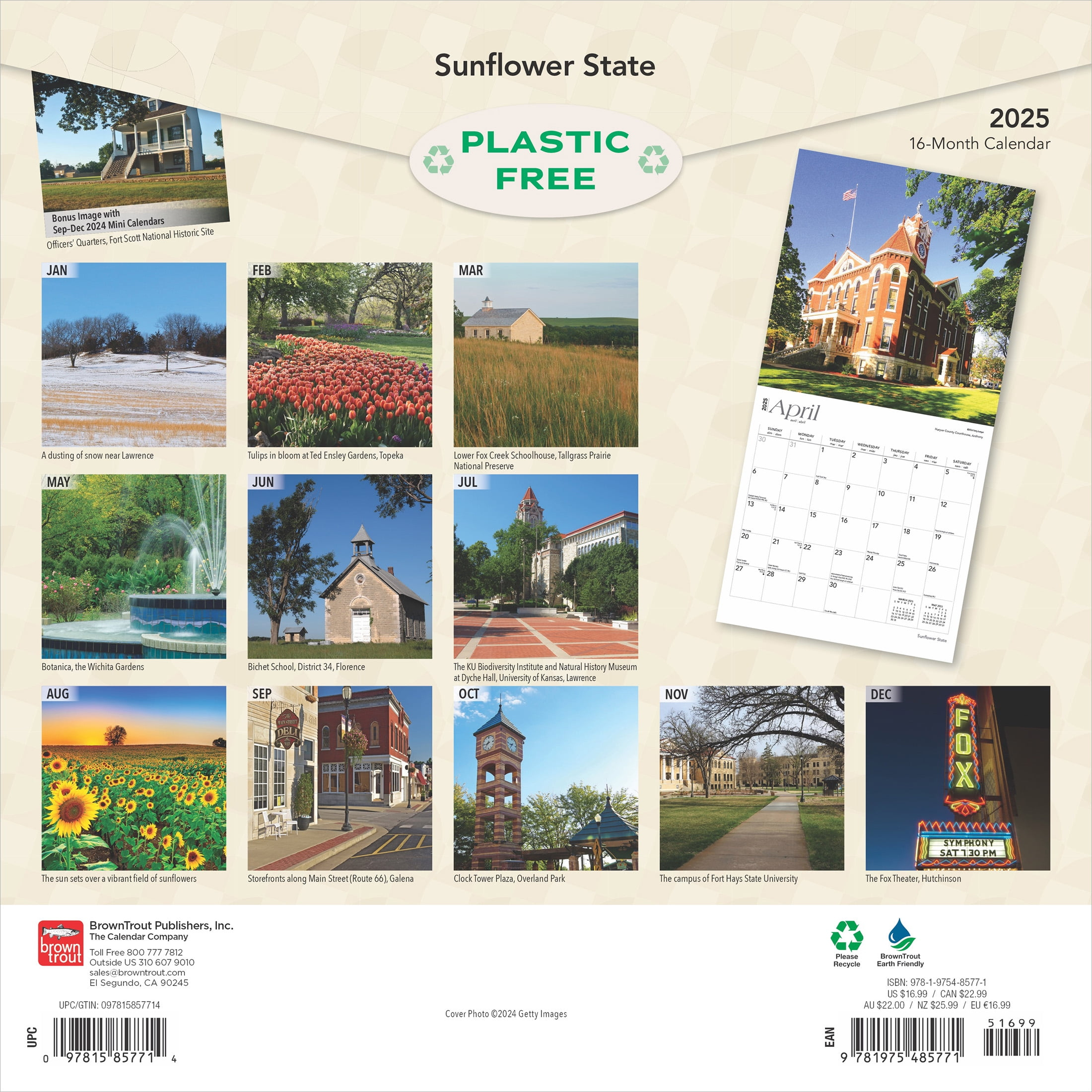 Sunflower State | Kansas Places | 2025 12X24&amp;quot; (Hanging) Wall Calendar | Browntrout inside Sunflower State Kansas Places 2025 Calendar Printable