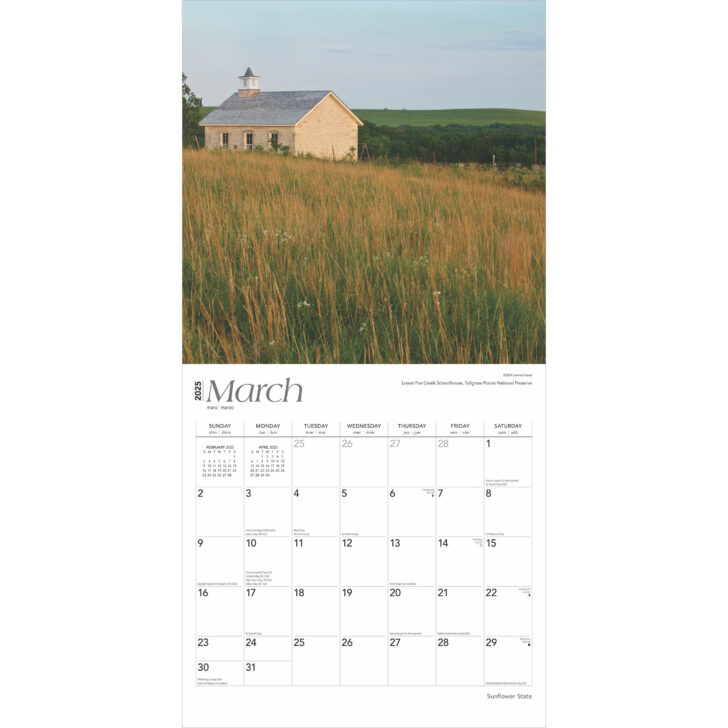 Sunflower State Kansas Places 2025 Calendar Printable