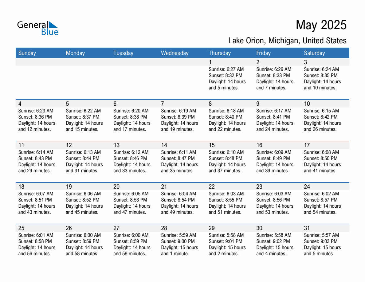 Sunrise And Sunset Times In Lake Orion, Michigan, United States inside Lake Michigan 2025 Calendar Printable