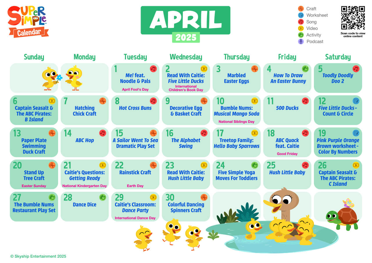 Super Simple Calendar - Super Simple for Hot Buns 2025 Calendar Printable
