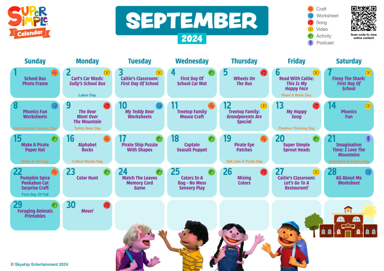 Super Simple Calendar - Super Simple intended for Hot Buns 2025 Calendar Printable
